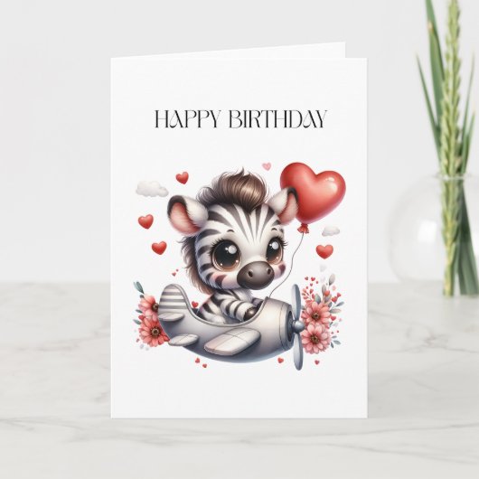 Zebra Piloot Verjaardag Kaart (Voorkant)