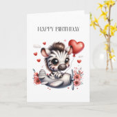 Zebra Piloot Verjaardag Kaart (Gele Bloem)