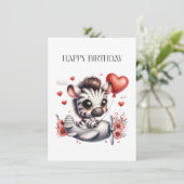 Zebra Piloot Verjaardag Kaart (Staand voorkant)