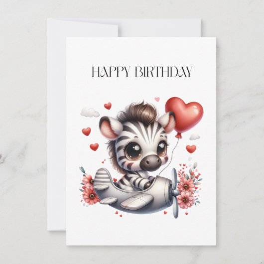 Zebra Piloot Verjaardag Kaart (Voorkant)