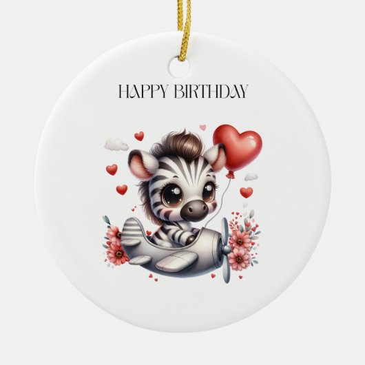 Zebra Piloot Verjaardag Keramisch Ornament (Voorkant)