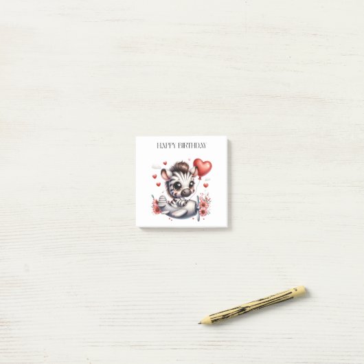 Zebra Piloot Verjaardag Post-it® Notes (Op bureau)