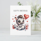 Zebra Piloot Verjaardag RSVP Kaartje (Staand voorkant)