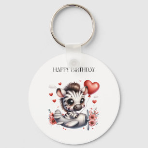 Zebra Piloot Verjaardag Sleutelhanger