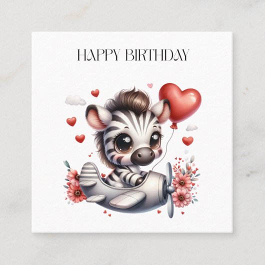 Zebra Piloot Verjaardag Vierkante Visitekaartje (Voorkant)