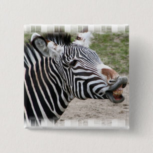Zebra Pin glimlachen Vierkante Button 5,1 Cm