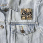 Zebra Pin moeder en Baby Vierkante Button 5,1 Cm (In situ)
