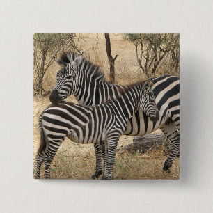 Zebra Pin moeder en Baby Vierkante Button 5,1 Cm