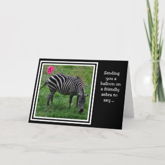 Zebra Pink 5th Verjaardag Kaart