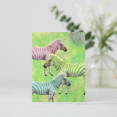 Zebra Pink Blue Green Briefkaart (Staand voorkant)