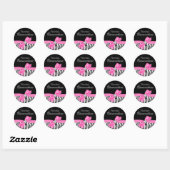 Zebra Pink Bow Diamond Quinceanera Ronde Sticker (Vel)