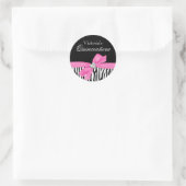 Zebra Pink Bow Diamond Quinceanera Ronde Sticker (Tas)