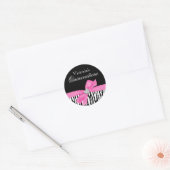 Zebra Pink Bow Diamond Quinceanera Ronde Sticker (Envelop)