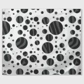 Zebra Polka Dot Black en Grey Print Cadeaupapier (Vlak)
