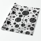 Zebra Polka Dot Black en Grey Print Cadeaupapier (Uitgerold)