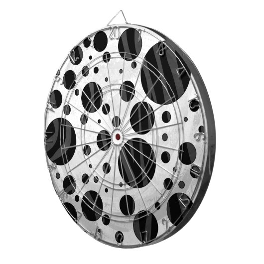 Zebra Polka Dot Black en Grey Print Dartbord (Voorkant Rechts)