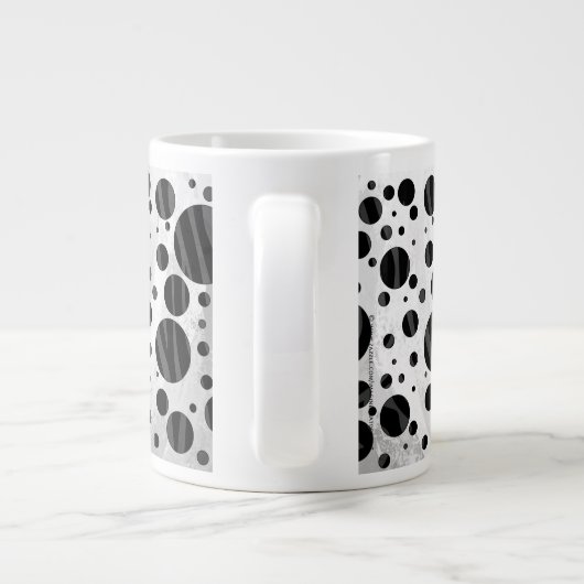 Zebra Polka Dot Black en Grey Print Grote Koffiekop (Achterkant)