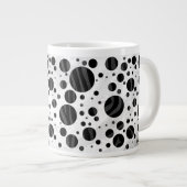 Zebra Polka Dot Black en Grey Print Grote Koffiekop (Voorkant rechts)