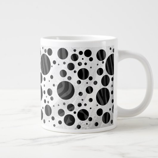 Zebra Polka Dot Black en Grey Print Grote Koffiekop (Rechts)