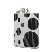 Zebra Polka Dot Black en Grey Print Heupfles (Links)