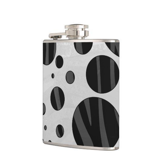 Zebra Polka Dot Black en Grey Print Heupfles (Links)