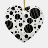 Zebra Polka Dot Black en Grey Print Keramisch Ornament (Voorkant)