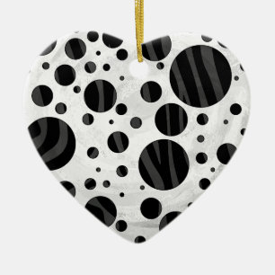 Zebra Polka Dot Black en Grey Print Keramisch Ornament