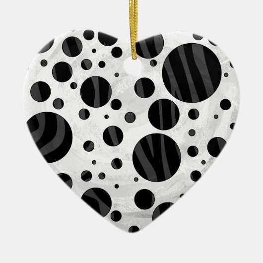 Zebra Polka Dot Black en Grey Print Keramisch Ornament (Voorkant)