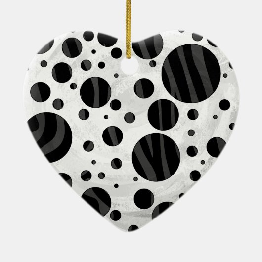 Zebra Polka Dot Black en Grey Print Keramisch Ornament (Achterkant)