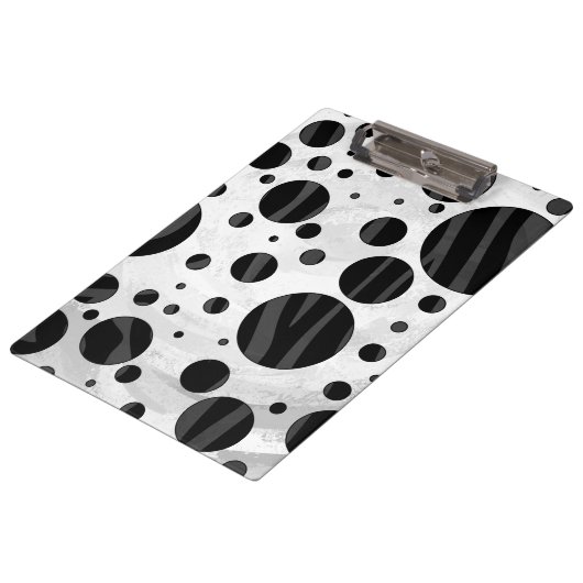 Zebra Polka Dot Black en Grey Print Klembord (Gekanteld)