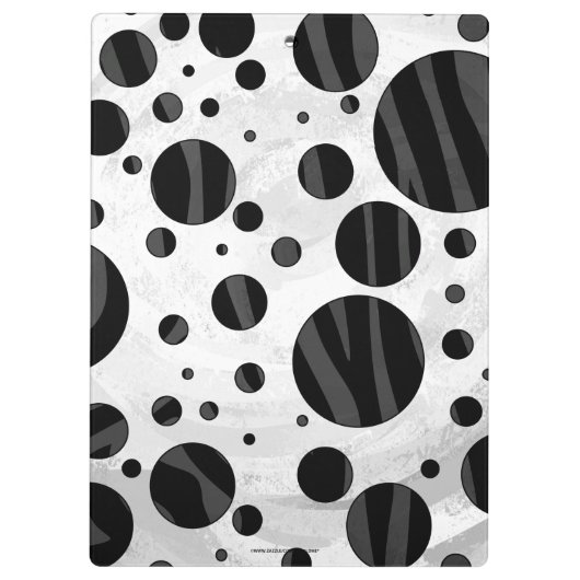 Zebra Polka Dot Black en Grey Print Klembord (Achterkant)