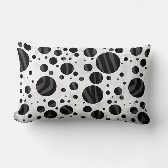 Zebra Polka Dot Black en Grey Print Kussen (Voorkant)