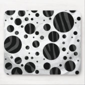 Zebra Polka Dot Black en Grey Print Muismat (Voorkant)