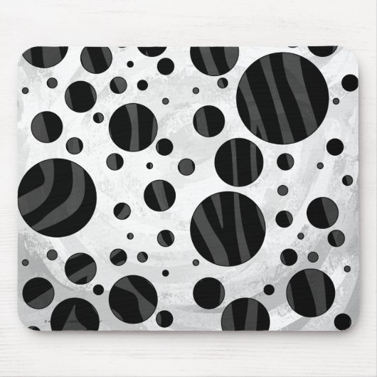 Zebra Polka Dot Black en Grey Print Muismat (Voorkant)