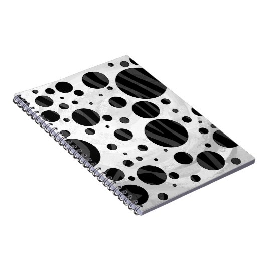 Zebra Polka Dot Black en Grey Print Notitieboek (Rechterzijde)