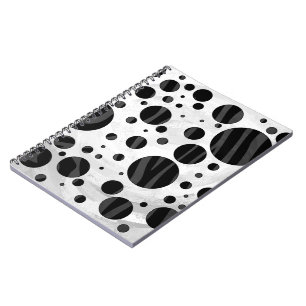 Zebra Polka Dot Black en Grey Print Notitieboek