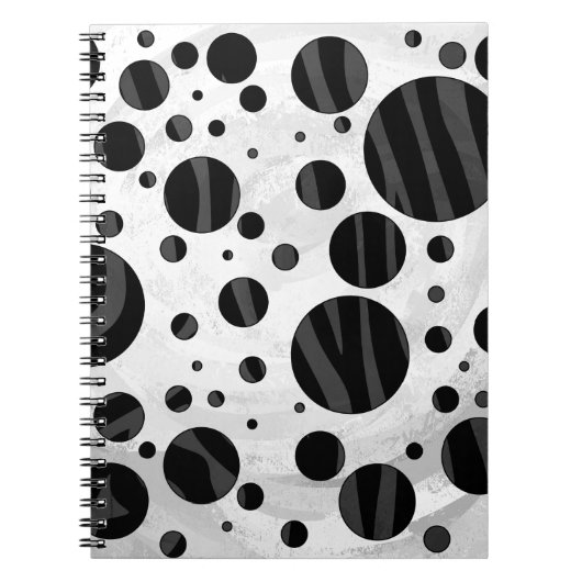 Zebra Polka Dot Black en Grey Print Notitieboek (Voorkant)