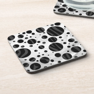 Zebra Polka Dot Black en Grey Print Onderzetter