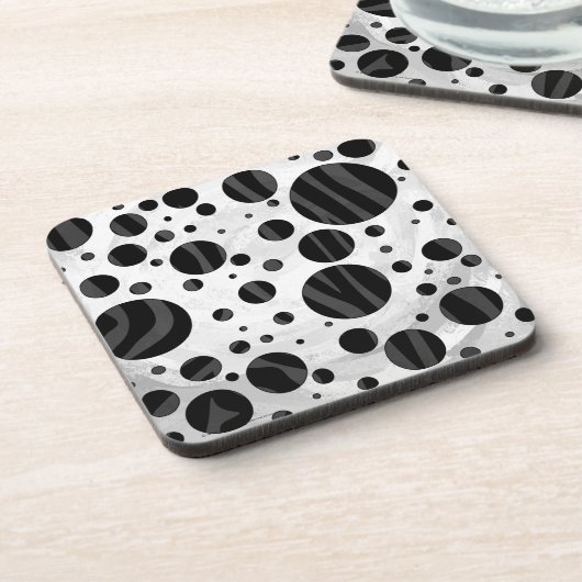 Zebra Polka Dot Black en Grey Print Onderzetter (Linkerzijde)