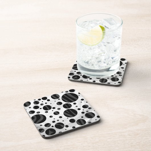 Zebra Polka Dot Black en Grey Print Onderzetter (Rechterzijde)