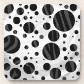 Zebra Polka Dot Black en Grey Print Onderzetter (Voorkant)