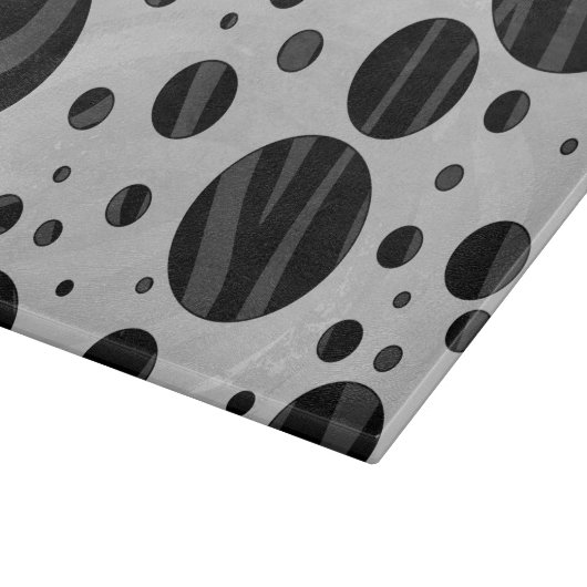 Zebra Polka Dot Black en Grey Print Snijplank (Hoek)