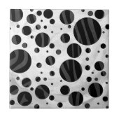 Zebra Polka Dot Black en Grey Print Tegeltje (Voorkant)