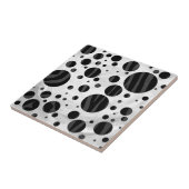 Zebra Polka Dot Black en Grey Print Tegeltje (Zijkant)