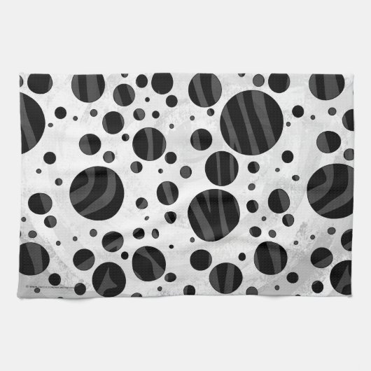 Zebra Polka Dot Black en Grey Print Theedoek (Horizontaal)