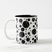 Zebra Polka Dot Black en Grey Print Tweekleurige Koffiemok (Links)