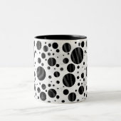 Zebra Polka Dot Black en Grey Print Tweekleurige Koffiemok (Center)