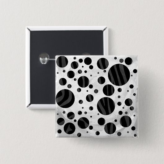 Zebra Polka Dot Black en Grey Print Vierkante Button 5,1 Cm (Voorkant /achterkant)