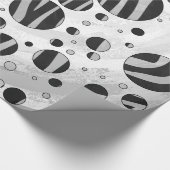 Zebra Polka Dot Black en Light Grey Cadeaupapier (Hoek)