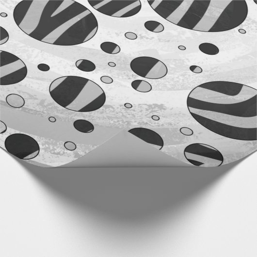 Zebra Polka Dot Black en Light Grey Cadeaupapier (Hoek)